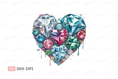 Heart shaped gemstone arrangement diamonds jewels Product Image 1