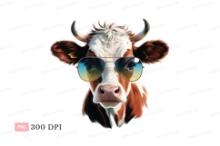 Cool cow wearing aviator sunglasses animal Product Image 1