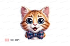 Orange tabby kitten with blue eyes and bow tie image Product Image 1