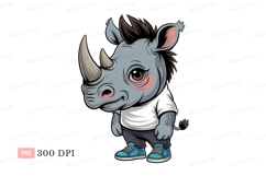 Cute rhino wearing clothes animal cartoon Product Image 1