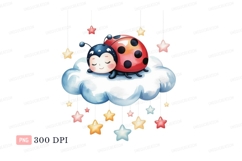 Sleeping ladybug on cloud with stars image Product Image 1
