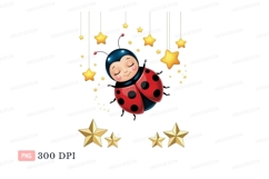 Cute ladybug with stars yellow black Product Image 1