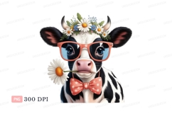 Cute cow wearing glasses and flower crown image Product Image 1