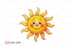 Cheerful smiling sun with rays yellow orange Product Image 1