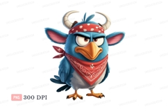 Angry blue bird with horns and bandana image Product Image 1