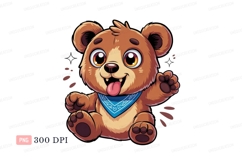 Cheerful brown bear with blue bandana happy Product Image 1