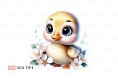 Fluffy chick with blue eyes and white flowers yellow Product Image 1