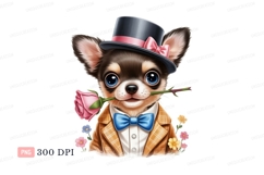 Dapper dog with rose and hat chihuahua Product Image 1