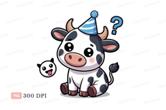 Cute cow wearing party hat animal cartoon Product Image 1