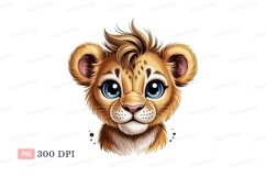 Adorable lion cub with big blue eyes animal cute Product Image 1