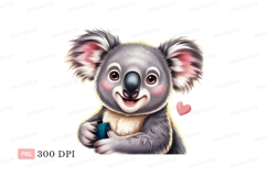 Cute koala holding cup with heart animal cartoon Product Image 1