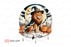 Lion witch hat pumpkins moon image Product Image 1
