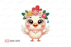Adorable chick wearing flower crown chicken bird Product Image 1