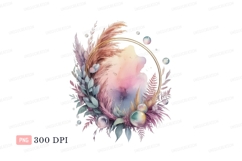 Pampas Grass Wreath With Bubbles watercolor Product Image 1
