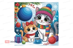Kittens Christmas Celebration ornaments scarf Product Image 1