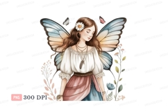Whimsical fairy with butterfly wings and floral accents Product Image 1