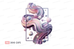 Swirling pastel abstract with spheres purple Product Image 1