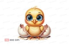 Fluffy yellow chick with big blue eyes image Product Image 1