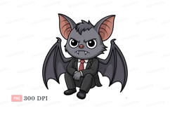 Grumpy bat in suit animal cartoon Product Image 1