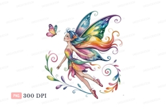 Rainbow winged fairy with butterfly wings fantasy Product Image 1