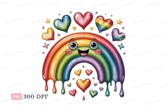 Happy rainbow dripping hearts stars image Product Image 1