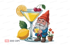 Gnome holding drink with lemons and cherries cocktail Product Image 1