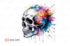 Colorful skull watercolor splash paint Product Image 1