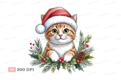 Orange tabby cat wearing Santa hat kitten christmas Product Image 1