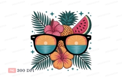 Sunglasses with tropical sunset reflection pineapple Product Image 1