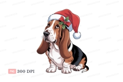 Basset Hound wearing Santa hat christmas Product Image 1
