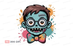 Blue cartoon character with glasses and bow tie green Product Image 1
