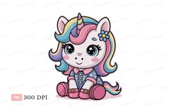 Cute unicorn with rainbow mane fantasy magical Product Image 1