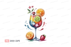 Colorful fruity cocktail with garnish orange lime Product Image 1
