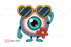 Eyeball character wearing heart sunglasses flower Product Image 1