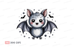 Cute gray bat with big eyes kawaii cartoon Product Image 1