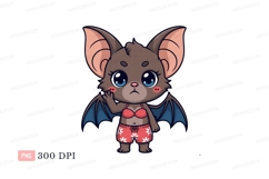 Cute bat wearing bikini and shorts animal cartoon Product Image 1