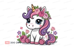 Cute unicorn adorned with flowers fantasy mythical Product Image 1