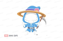 Blue Grim Reaper Winking Thumbs Up skeleton flower Product Image 1