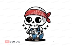 Skeleton character wearing bandana and overalls white Product Image 1