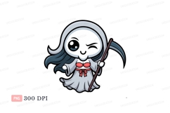 Cute grim reaper winking holding scythe image Product Image 1