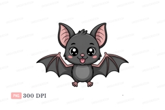 Cute gray bat with pink ears and wings image Product Image 1