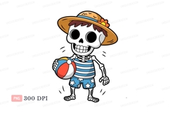 Cartoon character wearing straw hat and holding ball Product Image 1