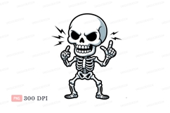 Cartoon skeleton making peace sign spooky halloween Product Image 1