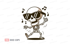 Dancing skeleton wearing sunglasses music notes Product Image 1