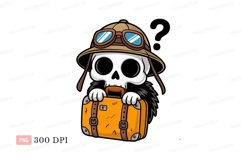 Skeleton Explorer With Orange Suitcase skull goggles Product Image 1