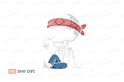 Skeleton peace sign bandana jeans white Product Image 1