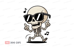 Dancing skeleton wearing sunglasses bones black Product Image 1