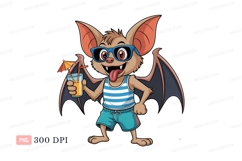Bat wearing sunglasses and beachwear holding drink Product Image 1