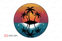 Tropical island sunset reflection palms ocean Product Image 1