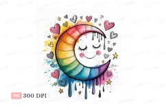 Happy rainbow moon with hearts and stars image Product Image 1
